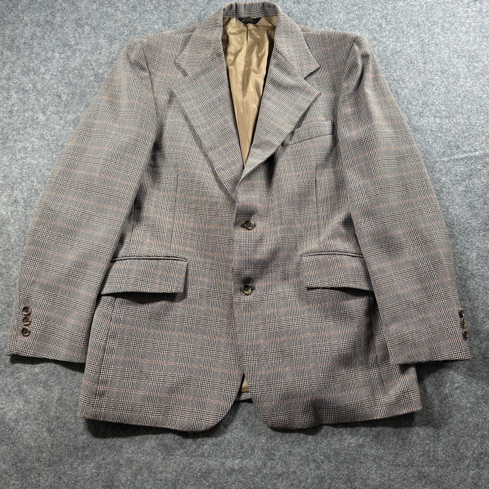 Levi's Panatela Blazer Mens 44R Brown Glen Plaid 1970s Vintage Sport Coat